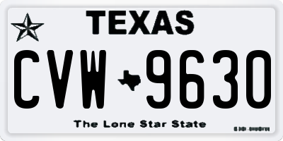 TX license plate CVW9630