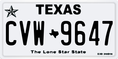 TX license plate CVW9647