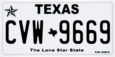 TX license plate CVW9669