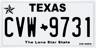 TX license plate CVW9731