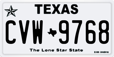 TX license plate CVW9768