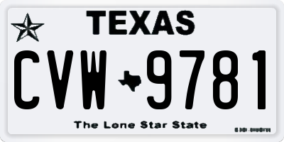 TX license plate CVW9781