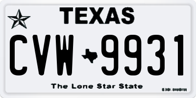 TX license plate CVW9931