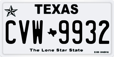 TX license plate CVW9932