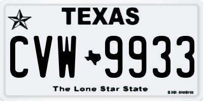 TX license plate CVW9933