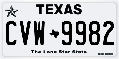 TX license plate CVW9982