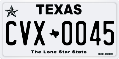 TX license plate CVX0045