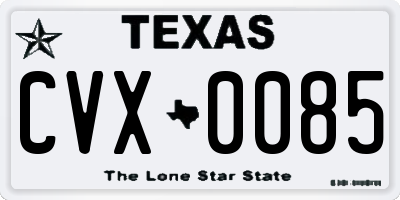 TX license plate CVX0085