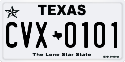 TX license plate CVX0101