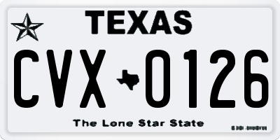 TX license plate CVX0126