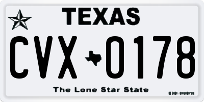 TX license plate CVX0178