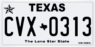 TX license plate CVX0313