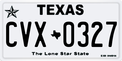 TX license plate CVX0327