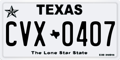 TX license plate CVX0407