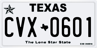 TX license plate CVX0601