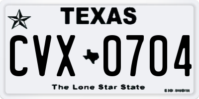 TX license plate CVX0704