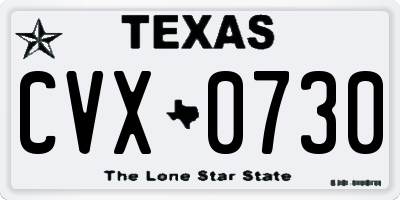 TX license plate CVX0730