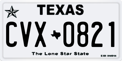 TX license plate CVX0821