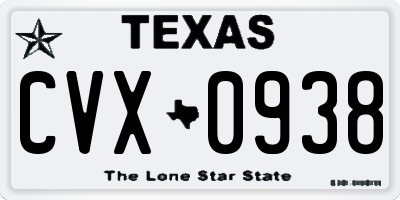 TX license plate CVX0938