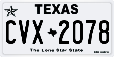 TX license plate CVX2078