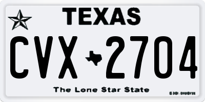 TX license plate CVX2704