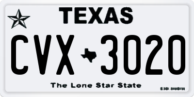 TX license plate CVX3020
