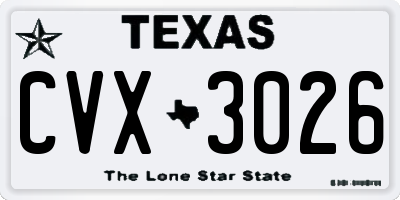 TX license plate CVX3026