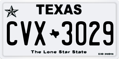 TX license plate CVX3029