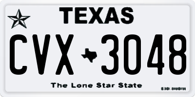 TX license plate CVX3048