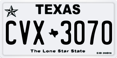 TX license plate CVX3070