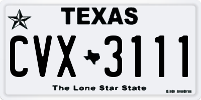 TX license plate CVX3111