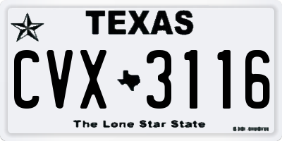 TX license plate CVX3116