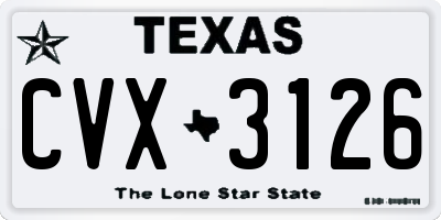 TX license plate CVX3126