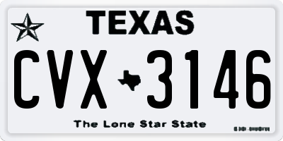 TX license plate CVX3146