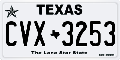 TX license plate CVX3253