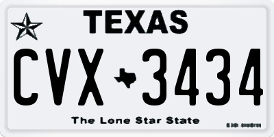 TX license plate CVX3434