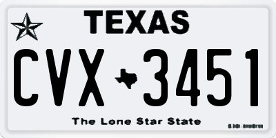 TX license plate CVX3451