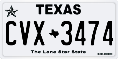 TX license plate CVX3474