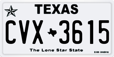 TX license plate CVX3615