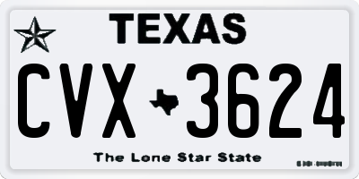 TX license plate CVX3624