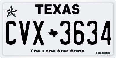 TX license plate CVX3634