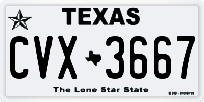 TX license plate CVX3667