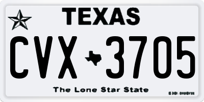 TX license plate CVX3705