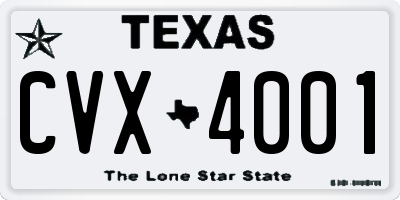 TX license plate CVX4001