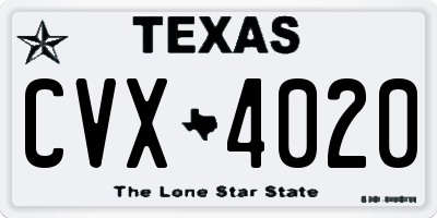 TX license plate CVX4020
