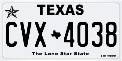 TX license plate CVX4038