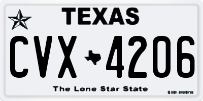 TX license plate CVX4206