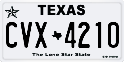 TX license plate CVX4210