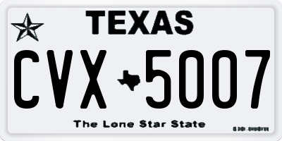 TX license plate CVX5007