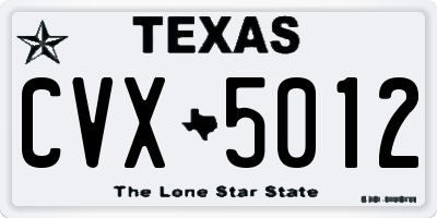 TX license plate CVX5012